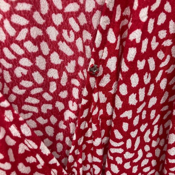 Talbots red white printed wrap top V neck blouse plus X 1x - Picture 2 of 10